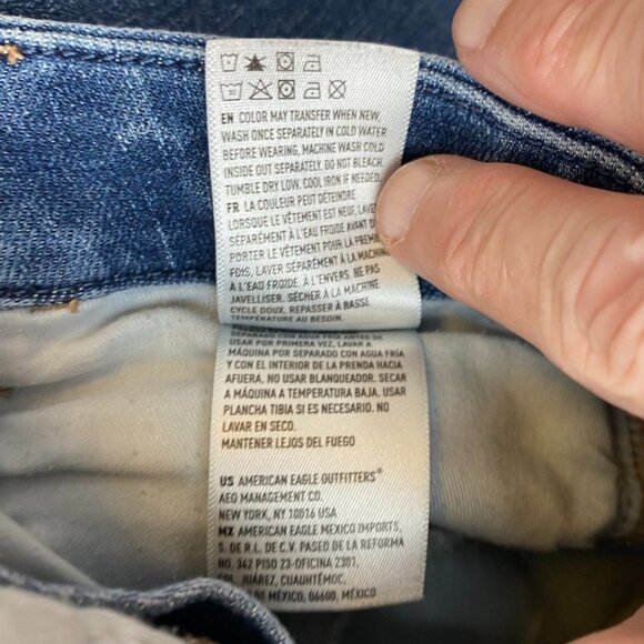 American Eagle Womens Jeans 4 Short Distressed High Rise Skinny Jeggings Blue - Picture 10 of 16